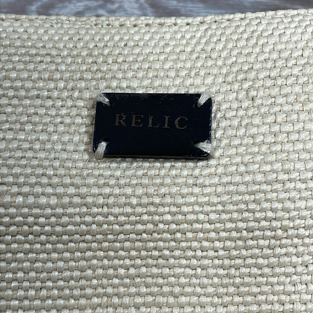 Relic Woven Handbag Vintage Black and Cream